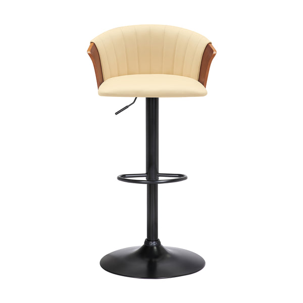 English Elm Lydia Swivel Adjustable Barstool Upholstered Fabric Seat with Black Wood Frame White B2736P464834