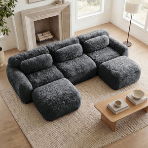 English Elm U-shaped Modular Sectional Sofa Plush Cloud Foam Boneless Build for Home Theater Lounging Dark Grey W714S01551