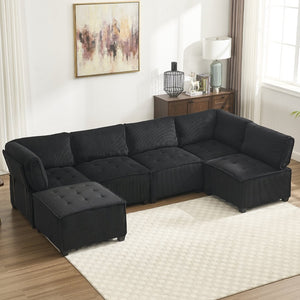 English Elm United We Win U-Shaped Modular Sectional Sofa With Reversible Chaise – 6-Seater Comfort For Any Room W1568S00159-GIGA