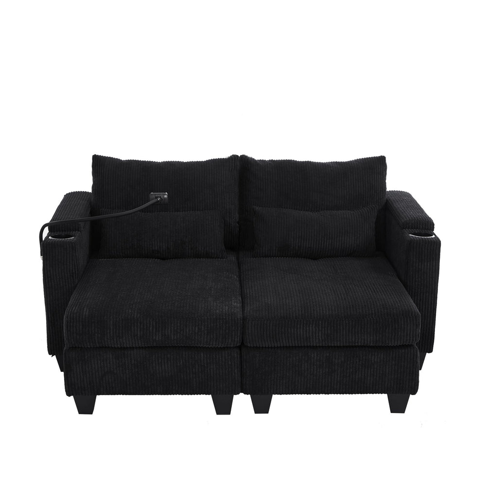 English Elm Convertible Chaise Lounge Sofa Bed With Usb Ports, Hidden Storage, Cup Holders - Stylish & Versatile! N719S002020B