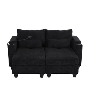 English Elm Convertible Chaise Lounge Sofa Bed With Usb Ports, Hidden Storage, Cup Holders - Stylish & Versatile! N719S002020B