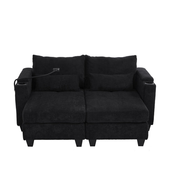 English Elm Convertible Chaise Lounge Sofa Bed With Usb Ports, Hidden Storage, Cup Holders - Stylish & Versatile! N719S002020B