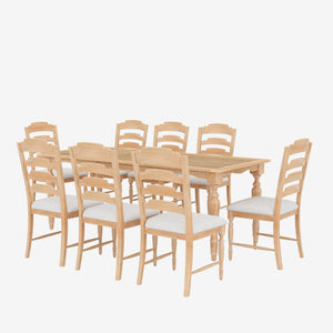English Elm TOPMAX Vintage 9-Piece Extendable Dining Set with 23.6" Removable Leaf and 8 Upholstered Chairs SP000057AAA