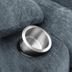 English Elm Beca Slate Blue Upholstered Power Lift Recliner with USB, Cupholders, Plush Channeling & Pillow Arms — Cozy Movie Night Comfort B062P378402