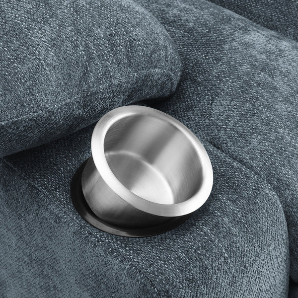 English Elm Beca Slate Blue Upholstered Power Lift Recliner with USB, Cupholders, Plush Channeling & Pillow Arms — Cozy Movie Night Comfort B062P378402