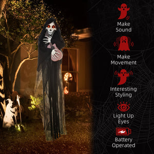 English Elm HOMCOM 4.3' Guitar-Playing Grim Reaper Animatronic — Motion & Sound Activated, Red Eyes, Battery-Powered W2225P229452
