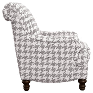 English Elm Danforth Overscaled Houndstooth Upholstered High Back Accent Chair with Pleated Arms & Turned Legs Grey B062P340748