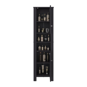 English Elm Vanessa Tall Bathroom Cabinet with Melamine Finish, Black Freestanding Organizer for Tight Spaces B200P374502