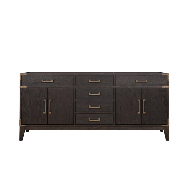 English Elm Brown Oak Double Bath Vanity - Elegant 72" W Design With Ample Storage & Soft-Close Features B2731P259878