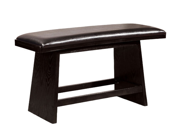English Elm Modern Counter Height Bench 46.5"W x16.5"D x26"H Leatherette Padded Seat Black Finish Durable Stylish B011P367160