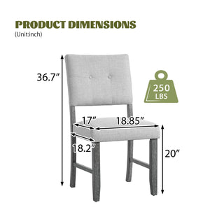 English Elm Wooden Modern Fabric Upholstered Dining Chairs Set of 4 – Farmhouse Style, Padded Seats & Solid Wood Legs Gray+Beige N752P294998E