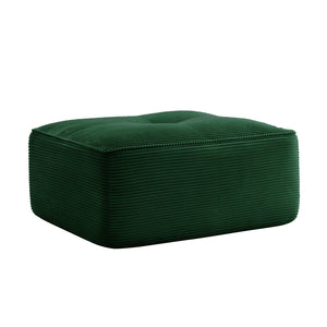 English Elm Ottoman Corduroy Upholstered Modular Accent Piece with High Resilience Foam and Curved Arms Green W714P364692