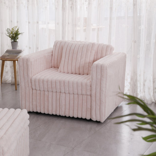 English Elm 44.9" Plush Modular Sofa Single — Removable Zipper Cushions for Easy Washing, Stylish Light Pink Comfort W1767S00014