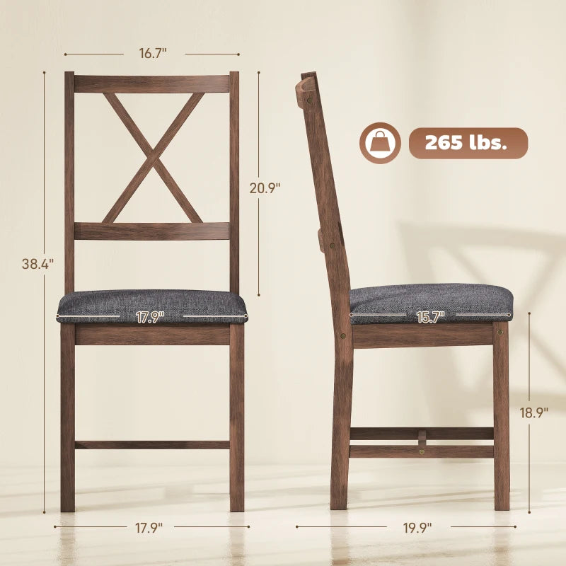 English Elm Rustic X-back Farmhouse Dining Chairs Set of 4 Oak Finish Linen Seat Rubberwood T3971P476708
