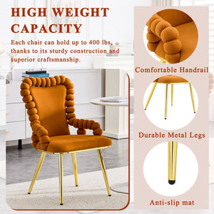 English Elm Set of 2 Sculptural Bubble Backrest Velvet Dining Chairs with Gleaming Gold Legs W3875P370855