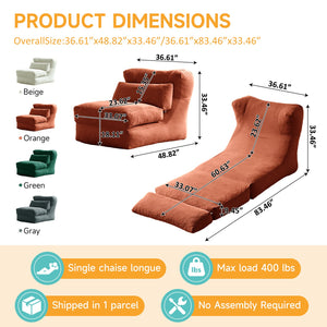 English Elm Cloud Corduroy Sleeper Chair Foldable High Density Foam Seat for Small Space Living Orange W1765P448612