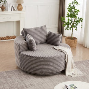 English Elm 55''l 55'l Chenille Swivel Lounge Chair Plush Foam Fill 360 Rotation Modern Living Room W834S00610