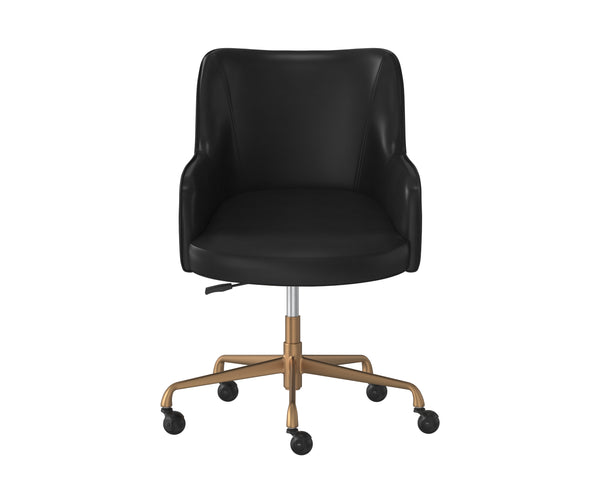 Sunpan Franklin Office Chair - Rustic Mid-Century Modern Design with Bronze Base for Stylish Workspaces Vintage Black