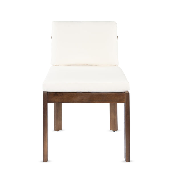 English Elm Acacia Wood Outdoor Dining Chairs Set of 4 Sculpted Back Patio Seating Brown,Cream N768P373124B_4