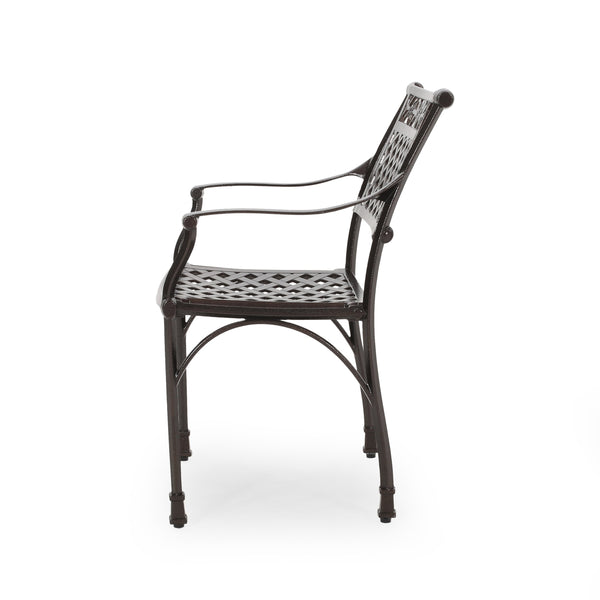 English Elm Christopher Knight Home® - CANTERBURY Cast Chair Bronze Aluminum Outdoor Dining Chair with Lattice Floral Design, Durable 31.5"H 66738.00HMBRZ