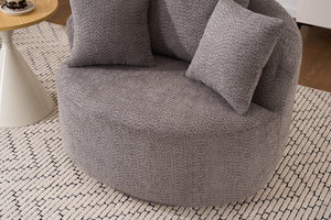 English Elm 360° Swivel Chair upholstered barrel accent chair with plush high-resilience foam and pillows for comfort Gray W2231P261425