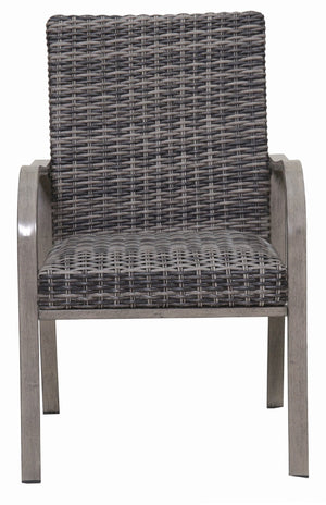 English Elm 2pc Outdoor Dining Chairs Iron Frame Rattan Detail Cotton Seat Garden Patio Set W3990P436954