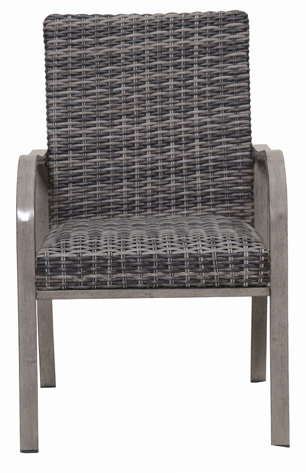 English Elm 2pc Outdoor Dining Chairs Iron Frame Rattan Detail Cotton Seat Garden Patio Set W3990P436954