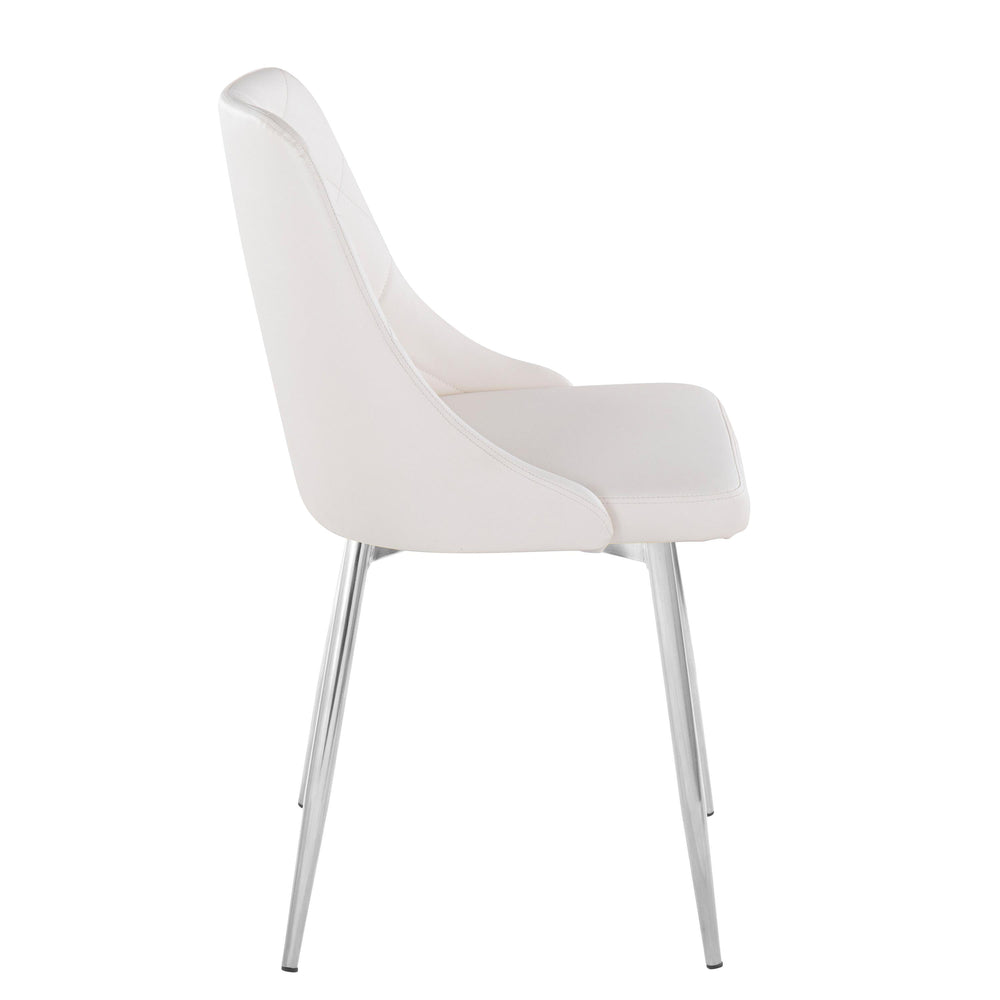 English Elm Marche Contemporary Dining Chairs Set Of 2 - White Faux Leather With Chrome Legs For Modern Spaces B202S01261