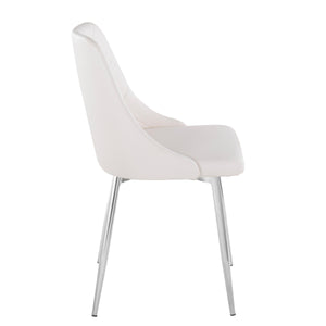 English Elm Marche Contemporary Dining Chairs Set Of 2 - White Faux Leather With Chrome Legs For Modern Spaces B202S01261