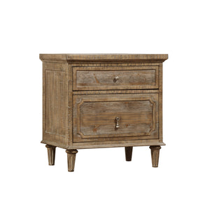 English Elm Wallace & Bay - Taupe Rustic 2-Drawer Nightstand in Sandstone Buff Finish, Solid Wood Accent Table with Easy-Care Design B2709P212336