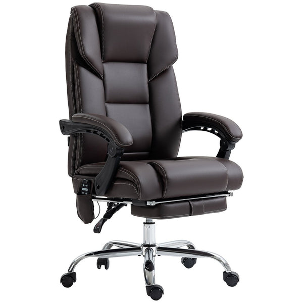 English Elm Vinsetto Massage Office Chair - Ergonomic Pu Leather With Heat, 6 Vibration Points & Adjustable Footrest W2225P229392-GIGA