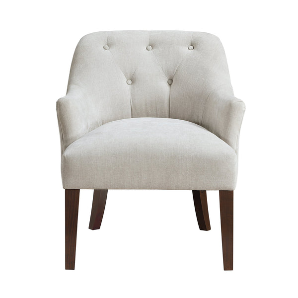 English Elm Modern Tufted Back Accent Chair with Espresso Wood Legs, Foam Seat Comfort, Stylish Living Room Seating Oyster grey 26.5 L x 29 W x 22 H B011P305066