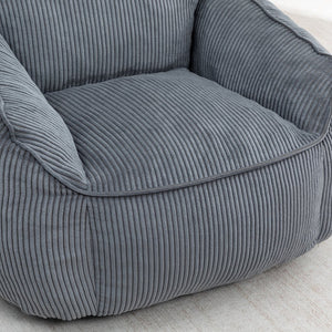 English Elm Giant Corduroy Bean Bag Sofa with Armrests Foam Filled Cozy Adult Lounge Chair Dark Gray W2200P442800