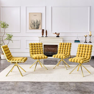 English Elm Set of 2 Velvet Bubble Chain Dining Chairs Sculptural Tufted Seats with Black Legs W1512P491459
