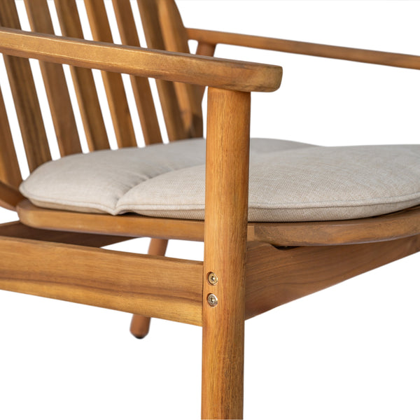 English Elm Christopher Knight Home® - Meja Teak Club Chair Set of 2 with Beige Cushions — Acacia & Eucalyptus Wood, Sleek Outdoor Design N775P282498T