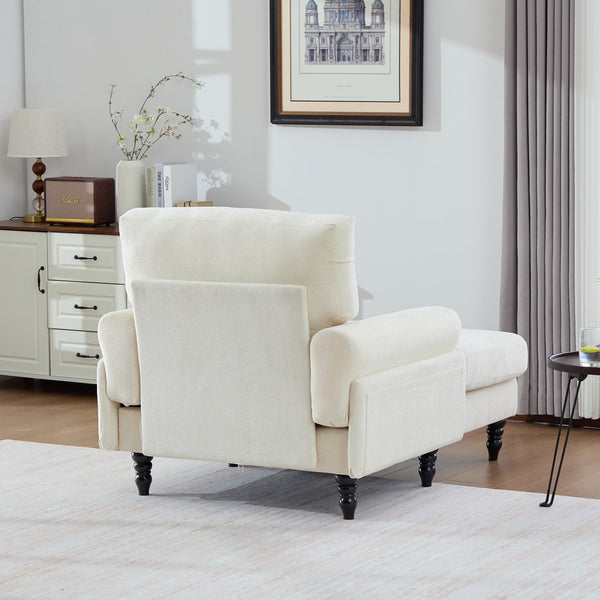 English Elm Modern Chenille Fabric Recliner Chaise Lounge Sofa with High-Resilience Foam, 550LB Capacity, Cozy Plush Backrest and Armrests for Living Room Relaxation Beige W395P371331