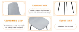 English Elm Table and Chair Set Modern Marble Glass Top with Gray Linen Seats for Dining Room W1151S04657