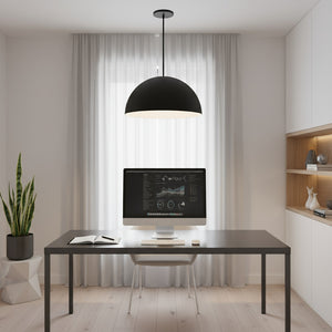 English Elm 24 Inch Matte Black Led Pendant with Etched Glass Diffuser for Dining or Kitchen B370P399378