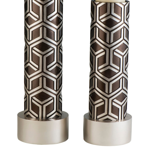 English Elm 12" Polyresin Candleholders Paisley Silver Lacquer Ornate Pair for Mantel Display B072116551