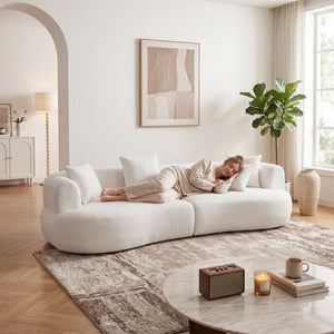 English Elm Modern Arc Sectional Sofa with Boneless Foam Deep Seats for Open Concept Living Rooms White W3728S00011