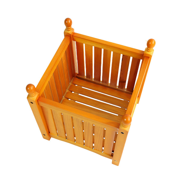 English Elm Wood Teak Square Planter Box for Porch Patio Garden - Stylish Outdoor Flower & Herb Container, Easy Assemble W495P315776