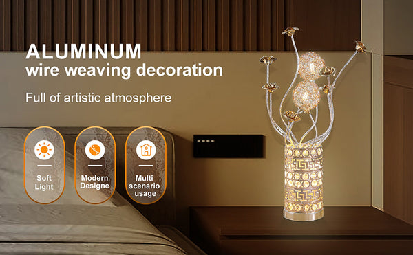 English Elm Aluminum Floral Inspired Table Lamp - Elegant Bud Design For Bedroom, Living Room, Nightstand Use B072P220153