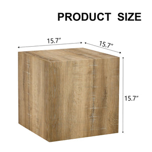 English Elm Elevate Any Room with a Cube Mdf Side Table Featuring Light Wood Grain Texture W1151P187996
