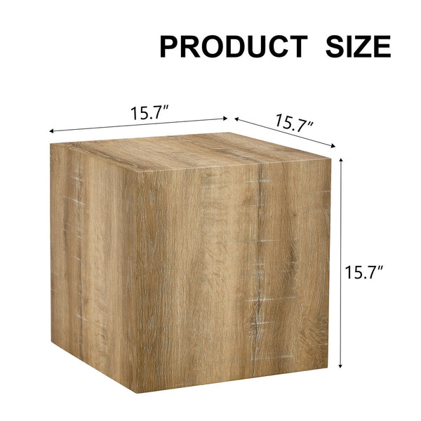 English Elm Elevate Any Room with a Cube Mdf Side Table Featuring Light Wood Grain Texture W1151P187996