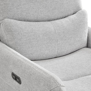 English Elm Jennifer Taylor Home - Dublin 30" Swivel Power Recliner Arm Chair in Saddle Faux Leather with 360° Base and Plush Foam Support Gray B2719P328581