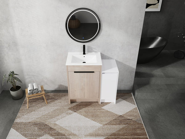 English Elm 36 Inch Freestanding Bathroom Vanity With Ceramic Sink, Soft-Close Doors & Ample Storage Solutions W999S00302