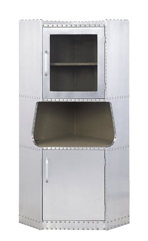 English Elm Aluminum Two-Door Cabinet with Shelf — Durable Wood & Aluminum Finish, Modern Concealed Storage, 57"H x30"W B062P209181