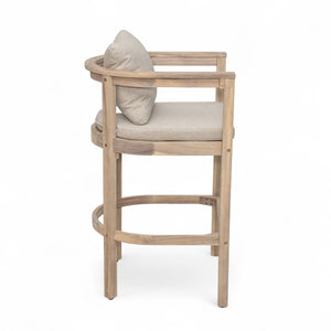 English Elm Christopher Knight Home® - Abaco Acacia Outdoor Barstool Set of 2 with Removable Gray Cushions, Rustic Curved Back Support Beige,Light White N775P294071G
