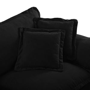 English Elm Modular U-shape Chenille Cloud Sectional with Sculptural Sailboat Arms Six Seats Black W3163S00127