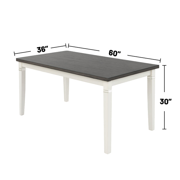 English Elm Carrol 6-Piece Wood Dining Set with Upholstered Chairs & Bench, Two-Tone White/Grey Rustic Chic B016S00010